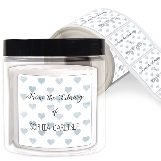 From the Library Petite Hearts Square Gift Stickers in a Jar